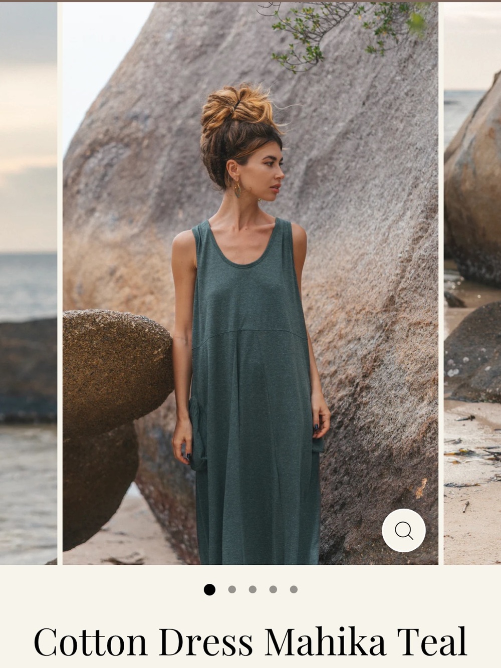 Mahika Teal Cotton Maxi Dress - Picture 2 of 4
